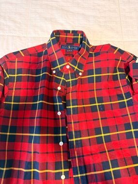 Ralph Lauren Red, Navy & Yellow Plaid Button-Down Shirt